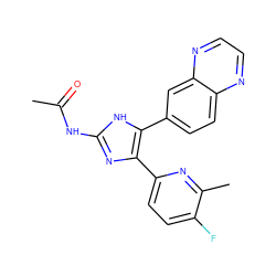 CC(=O)Nc1nc(-c2ccc(F)c(C)n2)c(-c2ccc3nccnc3c2)[nH]1 ZINC000039716195