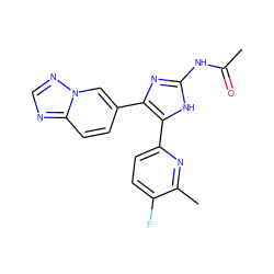 CC(=O)Nc1nc(-c2ccc3ncnn3c2)c(-c2ccc(F)c(C)n2)[nH]1 ZINC000040935333