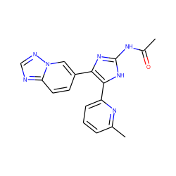 CC(=O)Nc1nc(-c2ccc3ncnn3c2)c(-c2cccc(C)n2)[nH]1 ZINC000040835095