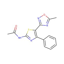 CC(=O)Nc1nc(-c2ccccc2)c(-c2noc(C)n2)s1 ZINC000038247890