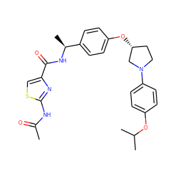 CC(=O)Nc1nc(C(=O)N[C@@H](C)c2ccc(O[C@@H]3CCN(c4ccc(OC(C)C)cc4)C3)cc2)cs1 ZINC001772571121