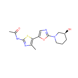 CC(=O)Nc1nc(C)c(-c2cnc(N3CCC[C@H](O)C3)o2)s1 ZINC000095561711