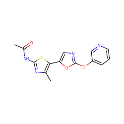 CC(=O)Nc1nc(C)c(-c2cnc(Oc3cccnc3)o2)s1 ZINC000095559366