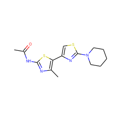 CC(=O)Nc1nc(C)c(-c2csc(N3CCCCC3)n2)s1 ZINC000138733540