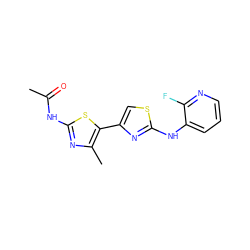 CC(=O)Nc1nc(C)c(-c2csc(Nc3cccnc3F)n2)s1 ZINC000038318012