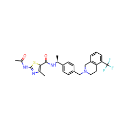 CC(=O)Nc1nc(C)c(C(=O)N[C@@H](C)c2ccc(CN3CCc4c(cccc4C(F)(F)F)C3)cc2)s1 ZINC001772608304