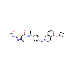 CC(=O)Nc1nc(C)c(C(=O)N[C@@H](C)c2ccc(CN3CCc4c(cccc4OC4CCC4)C3)cc2)s1 ZINC001772616434