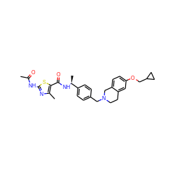 CC(=O)Nc1nc(C)c(C(=O)N[C@@H](C)c2ccc(CN3CCc4cc(OCC5CC5)ccc4C3)cc2)s1 ZINC001772642353