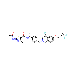 CC(=O)Nc1nc(C)c(C(=O)N[C@@H](C)c2ccc(CN3Cc4ccc(OC[C@@H]5CC5(F)F)cc4[C@H](F)C3)cc2)s1 ZINC001772643928