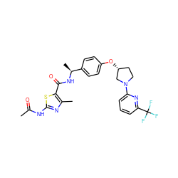 CC(=O)Nc1nc(C)c(C(=O)N[C@@H](C)c2ccc(O[C@@H]3CCN(c4cccc(C(F)(F)F)n4)C3)cc2)s1 ZINC000169709238