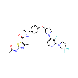 CC(=O)Nc1nc(C)c(C(=O)N[C@@H](C)c2ccc(O[C@@H]3CCN(c4ccnc(N5CCC(F)(F)C5)c4F)C3)cc2)s1 ZINC000169709641