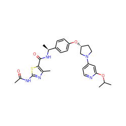 CC(=O)Nc1nc(C)c(C(=O)N[C@@H](C)c2ccc(O[C@@H]3CCN(c4ccnc(OC(C)C)c4)C3)cc2)s1 ZINC000169709242