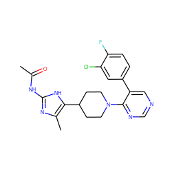 CC(=O)Nc1nc(C)c(C2CCN(c3ncncc3-c3ccc(F)c(Cl)c3)CC2)[nH]1 ZINC000036176423