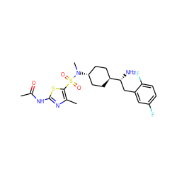 CC(=O)Nc1nc(C)c(S(=O)(=O)N(C)[C@H]2CC[C@H]([C@H](N)Cc3cc(F)ccc3F)CC2)s1 ZINC000261081110