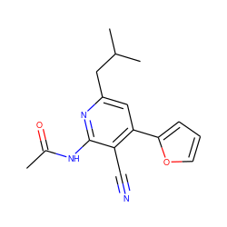 CC(=O)Nc1nc(CC(C)C)cc(-c2ccco2)c1C#N ZINC000000103168