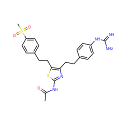 CC(=O)Nc1nc(CCc2ccc(NC(=N)N)cc2)c(CCc2ccc(S(C)(=O)=O)cc2)s1 ZINC000096258716