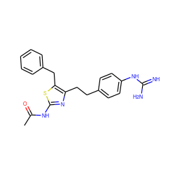 CC(=O)Nc1nc(CCc2ccc(NC(=N)N)cc2)c(Cc2ccccc2)s1 ZINC000096258718