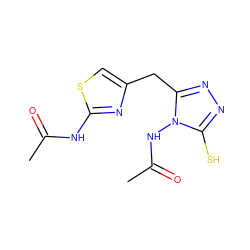 CC(=O)Nc1nc(Cc2nnc(S)n2NC(C)=O)cs1 ZINC000028816916