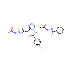 CC(=O)Nc1nc(Cc2nnc(SCC(=O)NNC(=O)c3ccccc3)n2NC(=O)c2ccc(Cl)cc2)cs1 ZINC000028815660