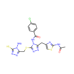 CC(=O)Nc1nc(Cc2nnc(SCc3nnc(S)n3N)n2NC(=O)c2ccc(Cl)cc2)cs1 ZINC000028815817