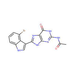 CC(=O)Nc1nc2[nH]c(-c3c[nH]c4cccc(Br)c34)nc2c(=O)[nH]1 ZINC000299859271