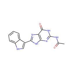 CC(=O)Nc1nc2[nH]c(-c3c[nH]c4ccccc34)nc2c(=O)[nH]1 ZINC000299868200