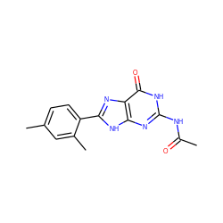 CC(=O)Nc1nc2[nH]c(-c3ccc(C)cc3C)nc2c(=O)[nH]1 ZINC000299861510