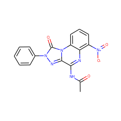 CC(=O)Nc1nc2c([N+](=O)[O-])cccc2n2c(=O)n(-c3ccccc3)nc12 ZINC000034635023