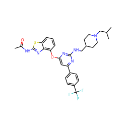 CC(=O)Nc1nc2c(Oc3cc(-c4ccc(C(F)(F)F)cc4)nc(NCC4CCN(CC(C)C)CC4)n3)cccc2s1 ZINC000028961226