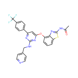 CC(=O)Nc1nc2c(Oc3cc(-c4ccc(C(F)(F)F)cc4)nc(NCc4ccncc4)n3)cccc2s1 ZINC000028961240