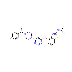 CC(=O)Nc1nc2c(Oc3cc(N4CCN([C@@H](C)c5ccc(F)cc5)CC4)ncn3)cccc2s1 ZINC000014974188