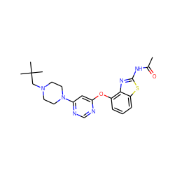 CC(=O)Nc1nc2c(Oc3cc(N4CCN(CC(C)(C)C)CC4)ncn3)cccc2s1 ZINC000014974165