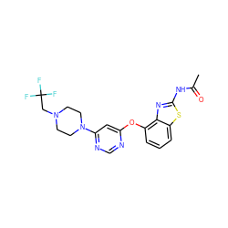 CC(=O)Nc1nc2c(Oc3cc(N4CCN(CC(F)(F)F)CC4)ncn3)cccc2s1 ZINC000014974168