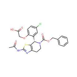 CC(=O)Nc1nc2c(s1)[C@H](c1cc(Cl)ccc1OCC(=O)O)N(C(=O)OCc1ccccc1)CC2 ZINC000218021029