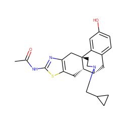 CC(=O)Nc1nc2c(s1)C[C@H]1[C@H]3Cc4ccc(O)cc4[C@@]1(CCN3CC1CC1)C2 ZINC000103289984