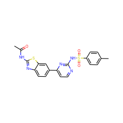 CC(=O)Nc1nc2ccc(-c3ccnc(NS(=O)(=O)c4ccc(C)cc4)n3)cc2s1 ZINC000071317488