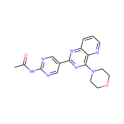 CC(=O)Nc1ncc(-c2nc(N3CCOCC3)c3ncccc3n2)cn1 ZINC000103255551