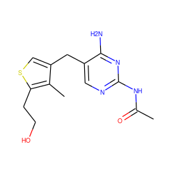 CC(=O)Nc1ncc(Cc2csc(CCO)c2C)c(N)n1 ZINC000029128905