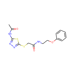 CC(=O)Nc1nnc(SCC(=O)NCCOc2ccccc2)s1 ZINC000017180998