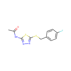 CC(=O)Nc1nnc(SCc2ccc(F)cc2)s1 ZINC000000183206