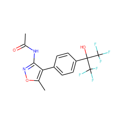 CC(=O)Nc1noc(C)c1-c1ccc(C(O)(C(F)(F)F)C(F)(F)F)cc1 ZINC000028569423