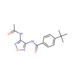 CC(=O)Nc1nonc1NC(=O)c1ccc(C(C)(C)C)cc1 ZINC000000540981