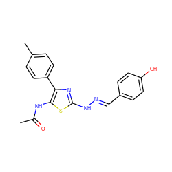 CC(=O)Nc1sc(N/N=C/c2ccc(O)cc2)nc1-c1ccc(C)cc1 ZINC000004981636