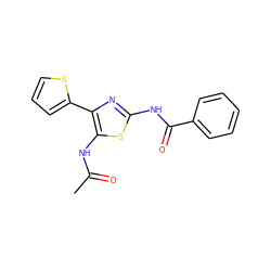 CC(=O)Nc1sc(NC(=O)c2ccccc2)nc1-c1cccs1 ZINC000000858470