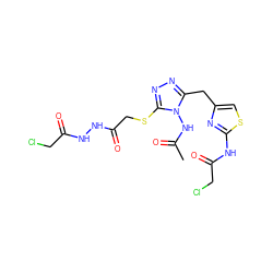 CC(=O)Nn1c(Cc2csc(NC(=O)CCl)n2)nnc1SCC(=O)NNC(=O)CCl ZINC000028816983