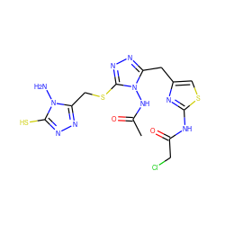 CC(=O)Nn1c(Cc2csc(NC(=O)CCl)n2)nnc1SCc1nnc(S)n1N ZINC000028817000