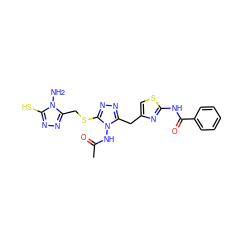 CC(=O)Nn1c(Cc2csc(NC(=O)c3ccccc3)n2)nnc1SCc1nnc(S)n1N ZINC000028817004