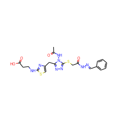 CC(=O)Nn1c(Cc2csc(NCCC(=O)O)n2)nnc1SCC(=O)N/N=C/c1ccccc1 ZINC000028816998