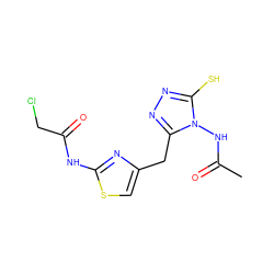 CC(=O)Nn1c(S)nnc1Cc1csc(NC(=O)CCl)n1 ZINC000028816915