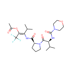 CC(=O)O/C(=C(/NC(=O)[C@@H]1CCCN1C(=O)[C@@H](NC(=O)N1CCOCC1)C(C)C)C(C)C)C(F)(F)F ZINC000003823749